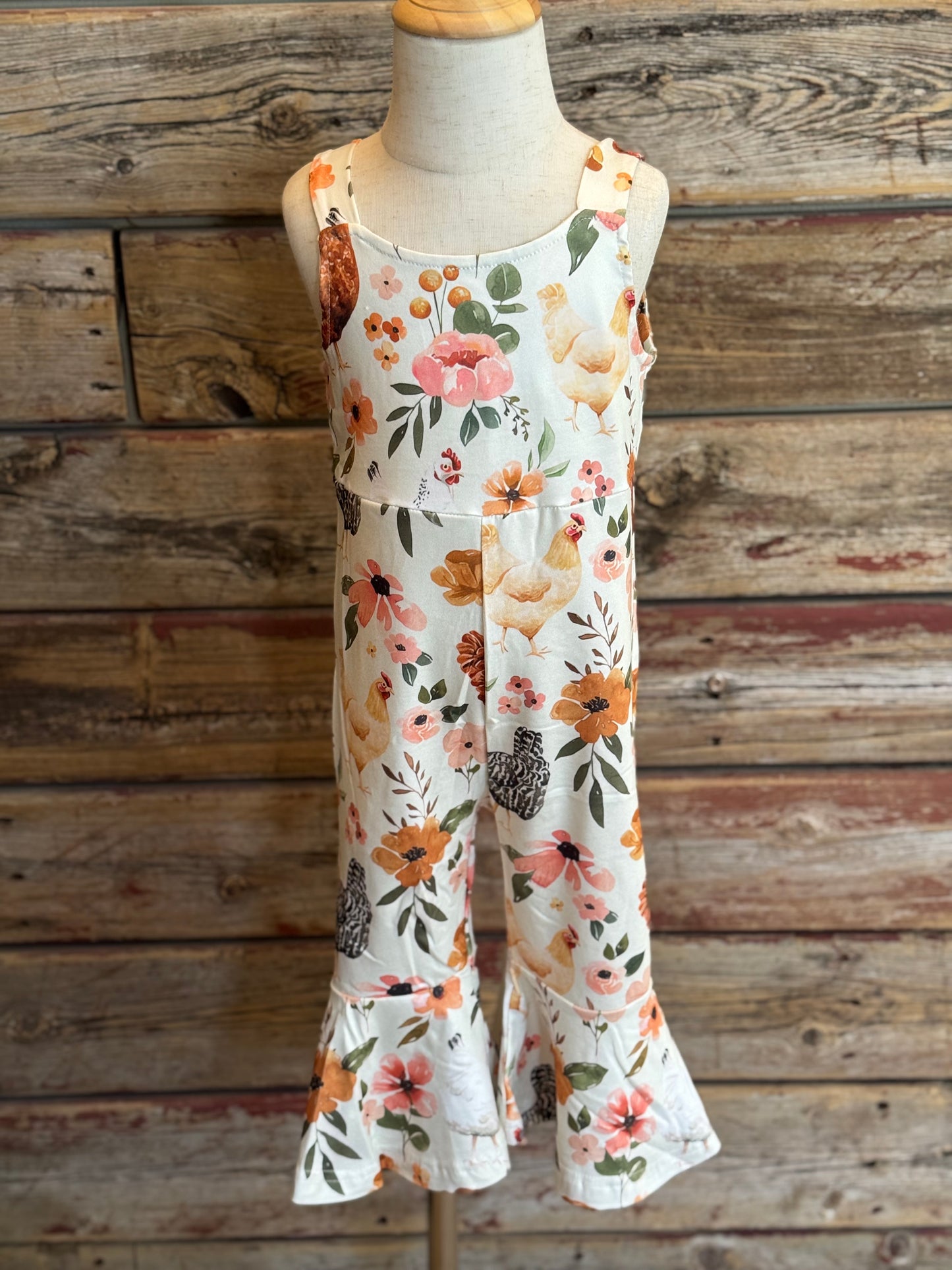 Pink Floral Chicken Jumpsuit