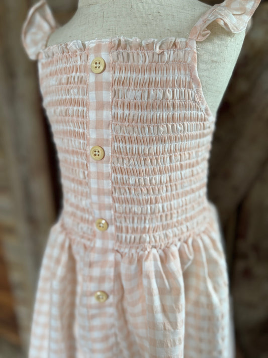 Peach Gingham Dress