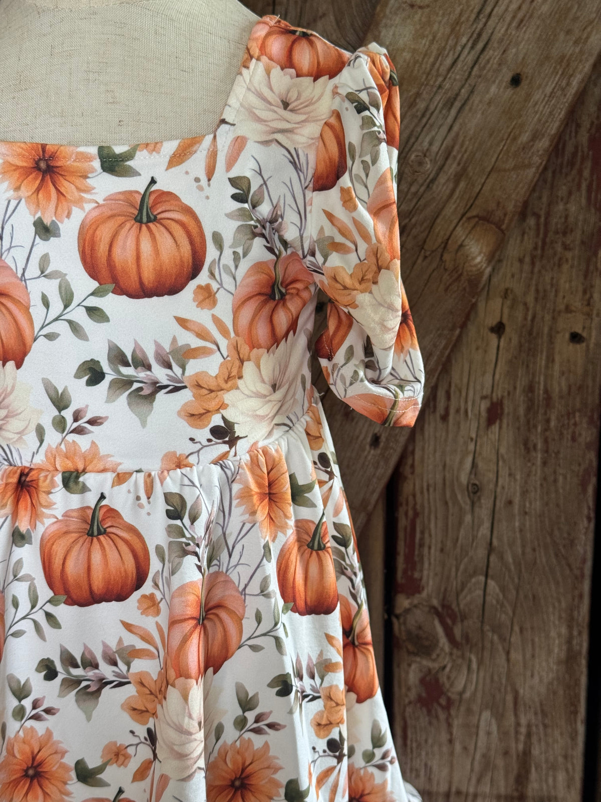 Fall Pumpkin Floral Dress