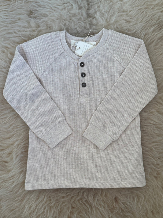 Oat Waffle Knit Button Shirt