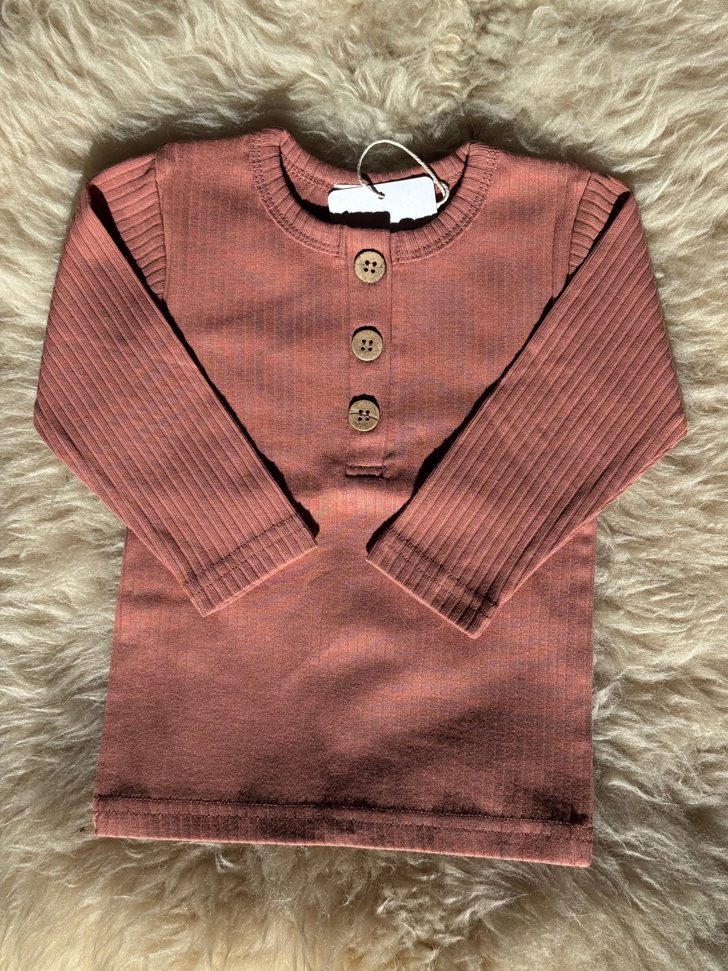 Ribbed Cotton Top Terracotta Buttons