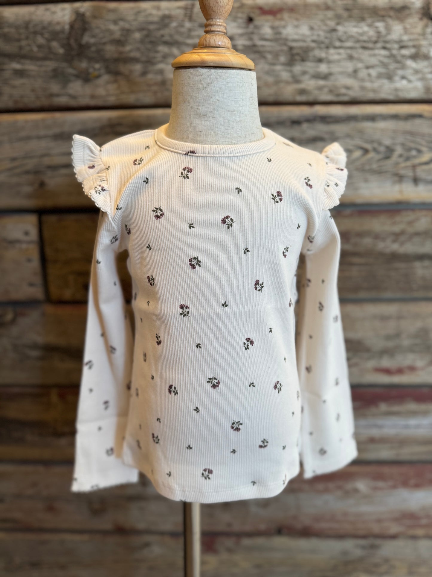 Floral White Ruffle Long Sleeve
