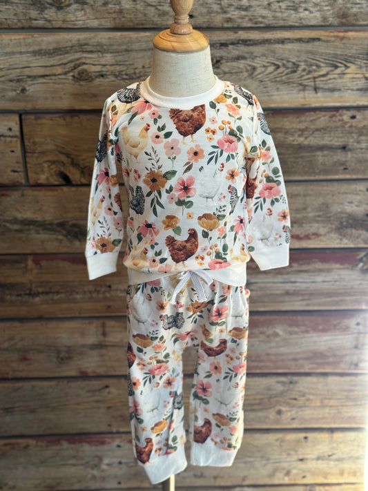 Floral Chicken Jogger Set
