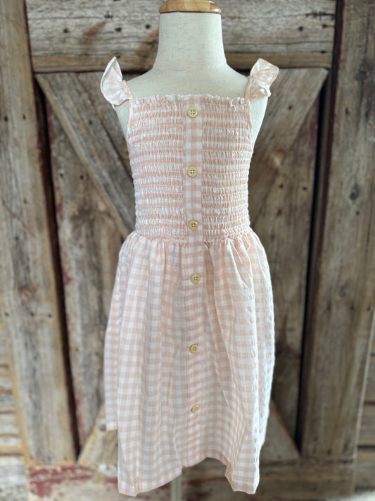 Peach Gingham Dress